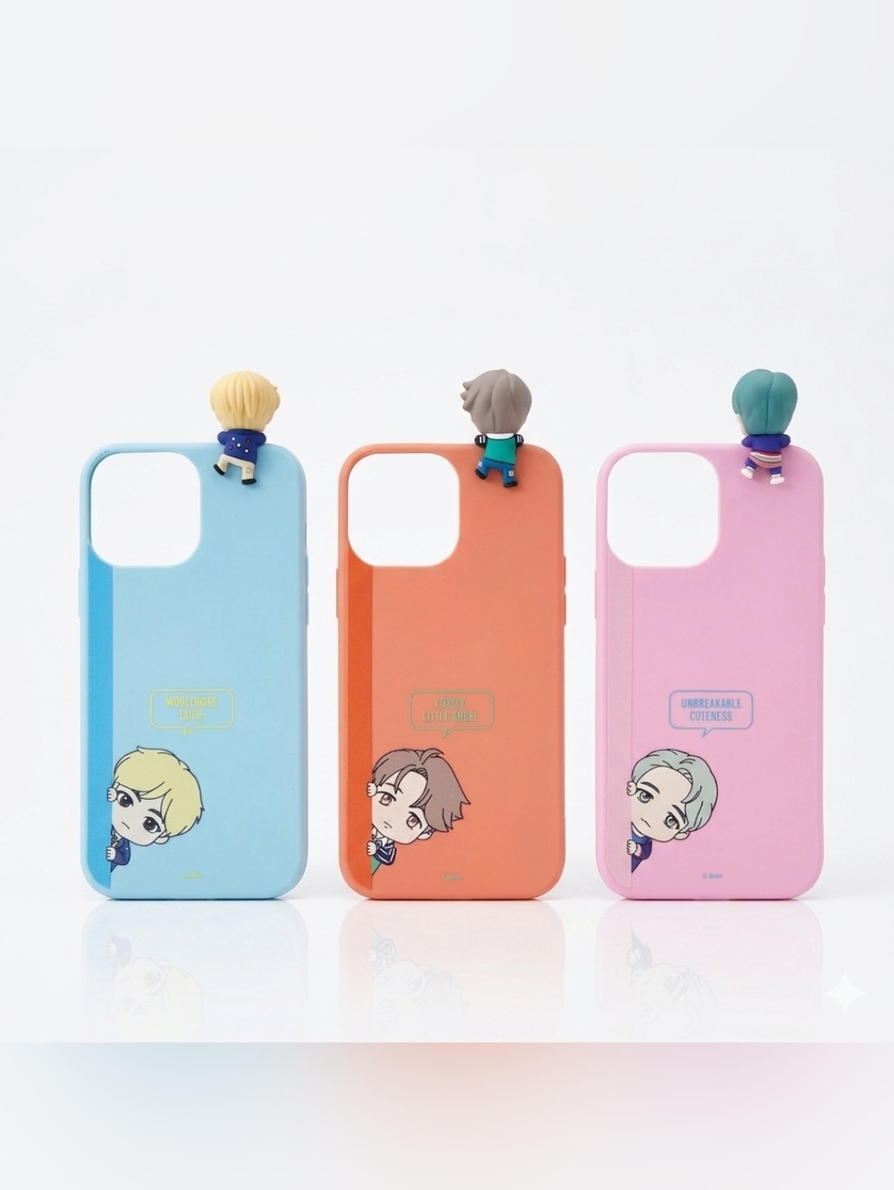 TinyTAN BTS Character Figure Color Jelly Peek A Boo Set 3 For I Phone 14 Pro Max